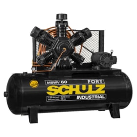 Compressor de Ar 60 Pés 175 PSI 425 Litros Aberto 220/380V Trifásico MSWV60FORT/425I MTA SCHULZ