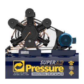 Compressor de Ar 60 Pés 425 Litros 175 Libras Trifásico SUPER AR 60/425W PRESSURE