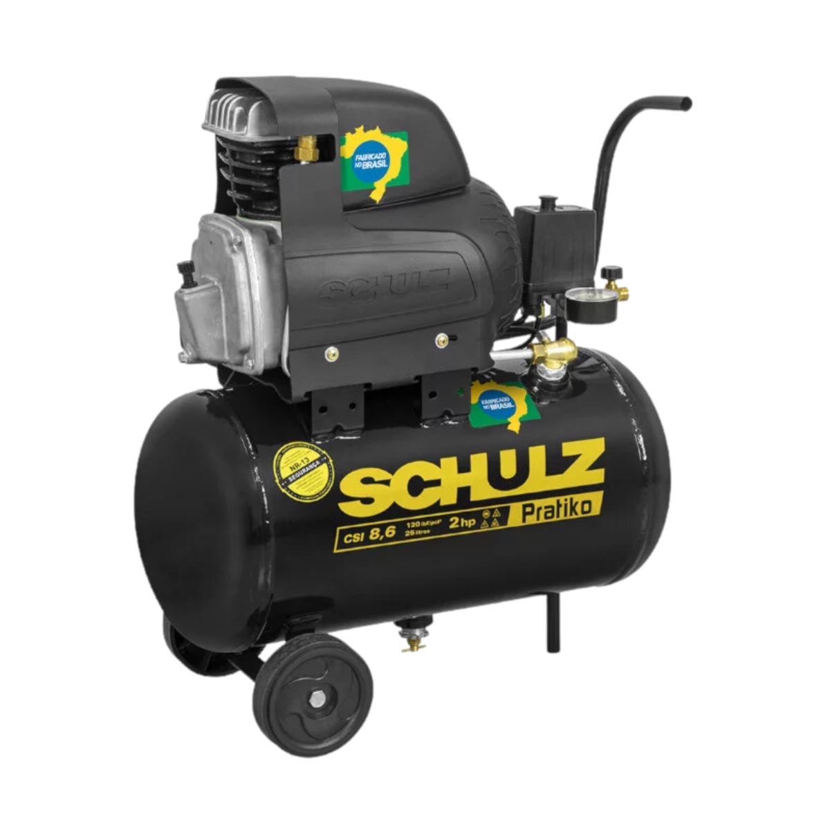 Compressor de Ar 8.6 Pés 120 Lbs 25 Litros Pratiko Monofásico CSI