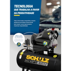 Compressor de Ar Audaz 10 Pés 110 Litros 140LBS Monofásico MCSV10/110 AUDAZ SCHULZ