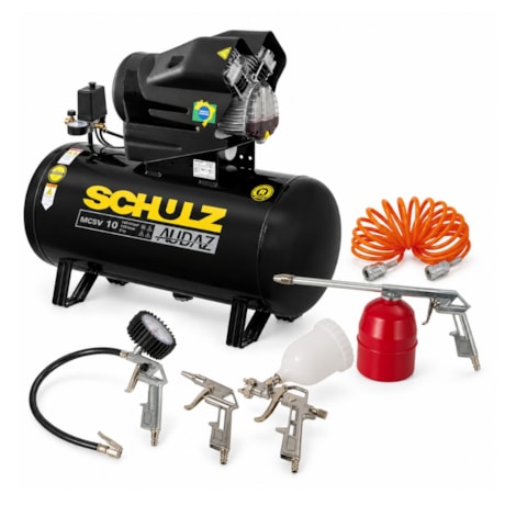 Compressor de Ar AUDAZ 10 Pés 110 Litros 140LBS Monofásico MCSV10/110 + Kit de Acessórios com 5 Peças AIR KIT SCHULZ-8f726357-66e1-463e-a204-94cd1a5420ba