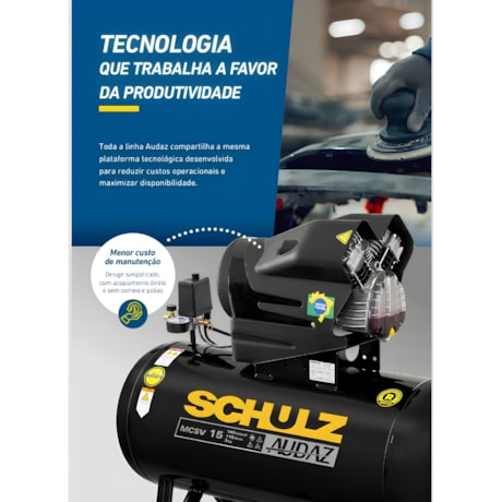 Compressor de Ar AUDAZ 10 Pés 50 Litros 140LBS Monofásico MCSV10/50 AUDAZ SCHULZ-fa768550-b03c-47bf-8f31-bfe2eb2a7b0a