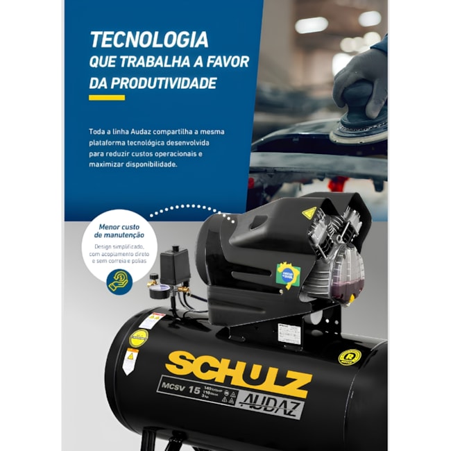 Compressor de Ar AUDAZ 10 Pés 50 Litros 140LBS Monofásico MCSV10/50 AUDAZ SCHULZ-228fcbc1-3a28-42c9-aaa0-1edc55734013