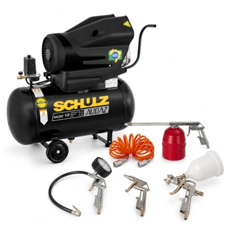 Compressor de Ar AUDAZ 10 Pés 50 Litros 140LBS Monofásico MCSV10/50 + Kit de Acessórios com 5 Peças AIR KIT SCHULZ-1c863d09-8429-4f40-8137-9b85390a8615