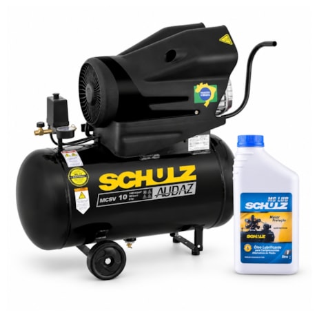 Compressor de Ar AUDAZ 10 Pés 50 Litros 140LBS Monofásico MCSV10/50 + Óleo Lubrificante 1 litro MS LUB SCHULZ-e15d7844-ce1d-4b0b-8cc6-bbd7cb75e654