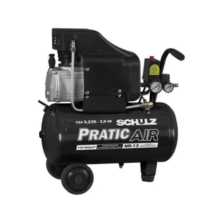 Compressor de Ar Baixa Pressão 8,2 pés 25 Litros Monofásico CSA8,2/25 110V PRATIC AIR 91503730 SCHULZ-76b35c42-3571-4508-aa90-b7ce055dd21b