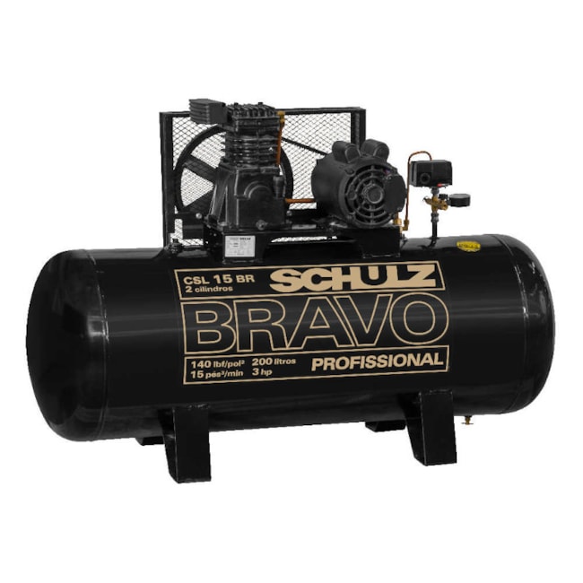 Compressor de Ar Pistão 15 Pés 140 Libras 3HP Trifásico 220/380V CSL 15BR/200 SCHULZ-a4dd2f48-dd89-45d3-ab2b-bd5fb3423643