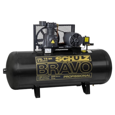 Compressor de Ar Pistão 15 Pés 200LTS Bravo 140 LBS Monofásico CSL15BR/200L SCHULZ