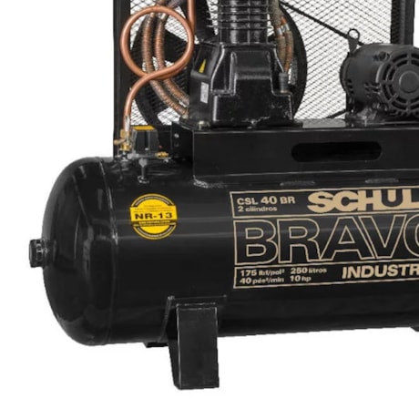 Compressor de Ar Pistão 40 Pés 175 Libras 220/380V Trifásico CSL 40BR/250 BRAVO SCHULZ