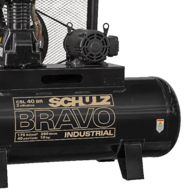 Compressor de Ar Pistão 40 Pés 175 Libras 220/380V Trifásico CSL 40BR/250 BRAVO SCHULZ-de5ce765-feab-49b3-80ad-84be01dbedb6