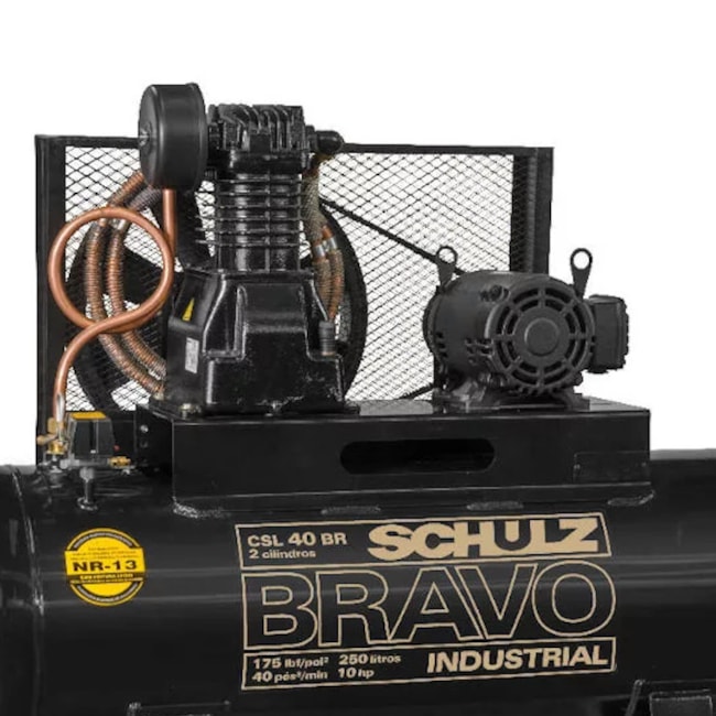 Compressor de Ar Pistão 40 Pés 175 Libras 220/380V Trifásico CSL 40BR/250 BRAVO SCHULZ-f9e6147e-1b1a-4f5e-9ed1-be2464a2387a