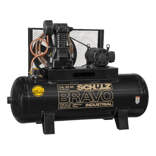 Compressor de Ar Pistão 40 Pés 175 Libras 220/380V Trifásico CSL 40BR/250 BRAVO SCHULZ-0239607a-d7b6-409d-a453-5472d414ecfb