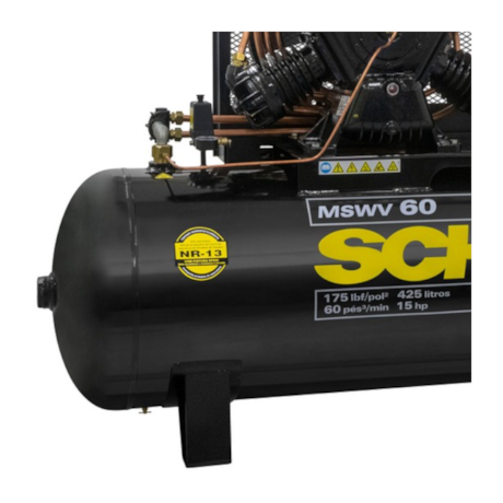 Compressor de Ar Pistão 60 Pés 175 lbs 425 Litros 220/380/440/760V Trifásico MSWV60FORT/425I MTA SCHULZ-21b8e3a6-64c0-4c0e-a7c5-17c22fd9cc69