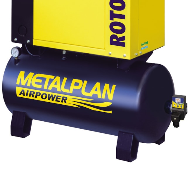Compressor Parafuso 6HP 28,2 Pés 7 Bar 100 Litros 220V Monofásico ROTOR PLUS METALPLAN-a18f0ee4-812b-47fb-9c66-22464e491c7b