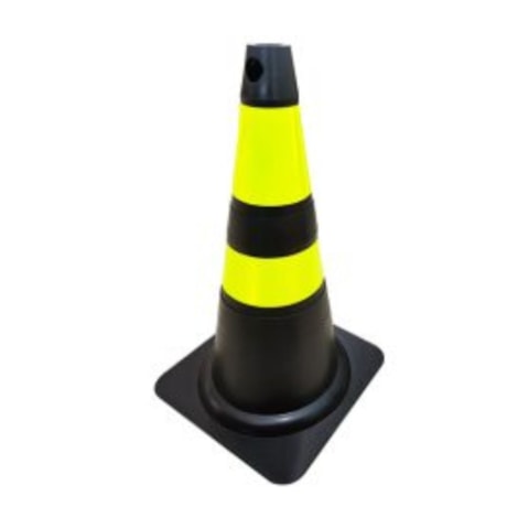 Cone de Sinalização 75cm Preto e com Faixas Refletivas Amarelas 70.000.653 PLASTCOR-4673ccc1-45c0-4dc8-b5c0-e1c1504fbff7