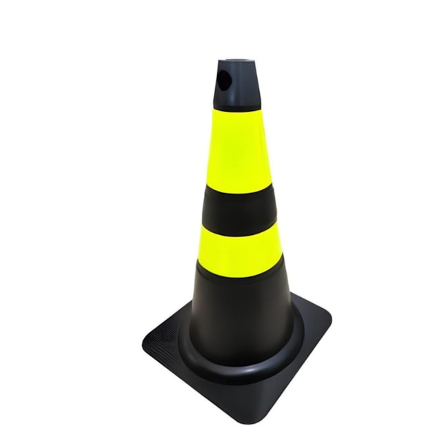 Cone de Sinalização 75cm Preto e com Faixas Refletivas Amarelas 70.000.653 PLASTCOR-0720b130-a53b-410d-9ad1-b062c9813dd4