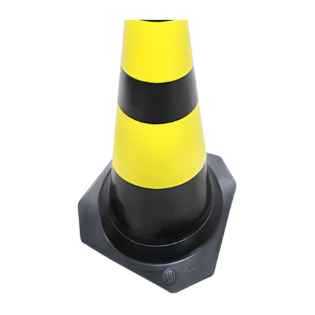Cone de Sinalização PLT 75 cm Preto e Amarelo Refletivo 700.01313 PLASTCOR-1712a71f-090a-43da-a1df-026c2e626beb