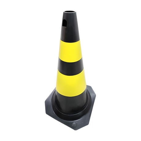 Cone de Sinalização PLT 75 cm Preto e Amarelo Refletivo 700.01313 PLASTCOR