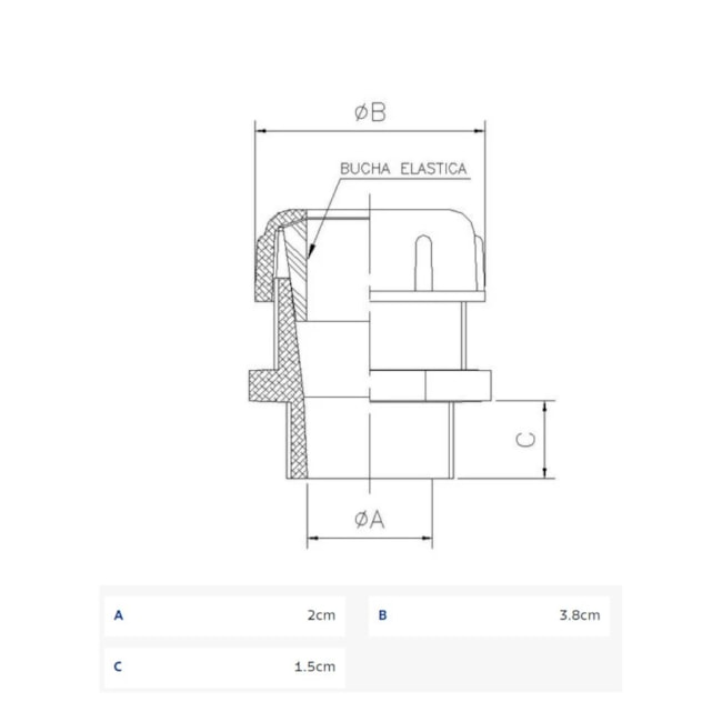 Conector Prensa Cabo Alumínio 3/4