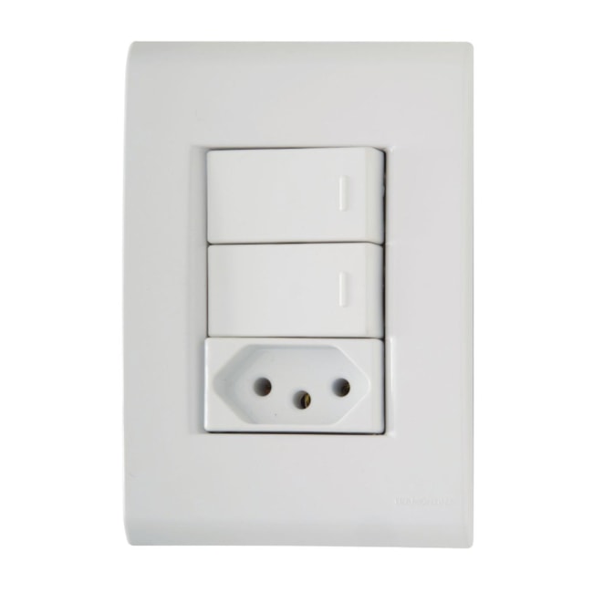 Conjunto 4x2 com 2 Interruptores Simples 1 Tomada 2P+T 10A 250V 57170073 TRAMONTINA ELETRIK-1a82c45d-07d0-4aee-9eb4-6aeab21af11f