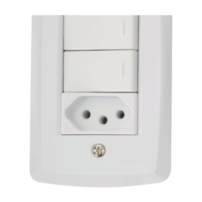 Conjunto 4x2 com 2 Interruptores Simples 10A 250V e 1 Tomada 2P+T 10A 250V 57145/073 TRAMONTINA ELETRIK-8385344c-7034-40c9-bcc9-1ad921f37368