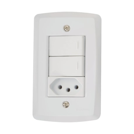 Conjunto 4x2 com 2 Interruptores Simples 10A 250V e 1 Tomada 2P+T 10A 250V 57145/073 TRAMONTINA ELETRIK-329f3d95-ae94-43d4-be00-567e40de8bdd