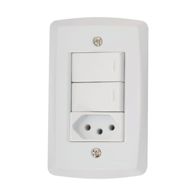 Conjunto 4x2 com 2 Interruptores Simples 10A 250V e 1 Tomada 2P+T 10A 250V 57145/073 TRAMONTINA ELETRIK-c80d5800-abe5-4c93-ae5e-41f9b5ddf8b3
