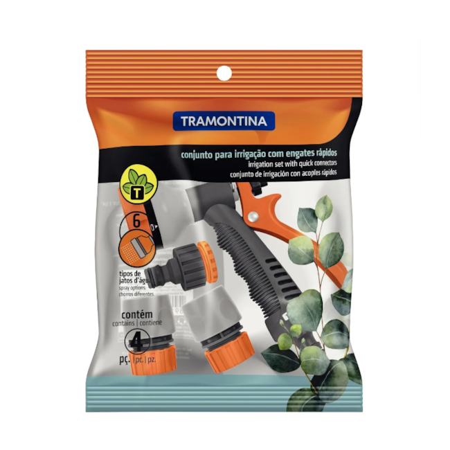 Conjunto p/ Irrigação c/ Engates Rápidos e Hidropistola 4 Peças 78583610 TRAMONTINA-b1ba248a-8259-47d8-a5ca-4069f77e8a00