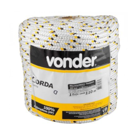 Corda Multifilamento Trançada 10mmX110m Branca com Detalhes Amarelo e Preto 8053101000 VONDER-ec6274fc-2ace-4a21-87f1-3551c9b5094a