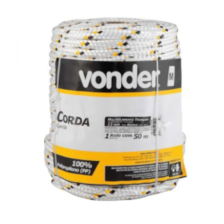 Corda Multifilamento Trançada 12mmX50m Branca com Detalhes Amarelo e Preto 8053120500 VONDER-bde693fb-474c-4896-8641-165a17803828