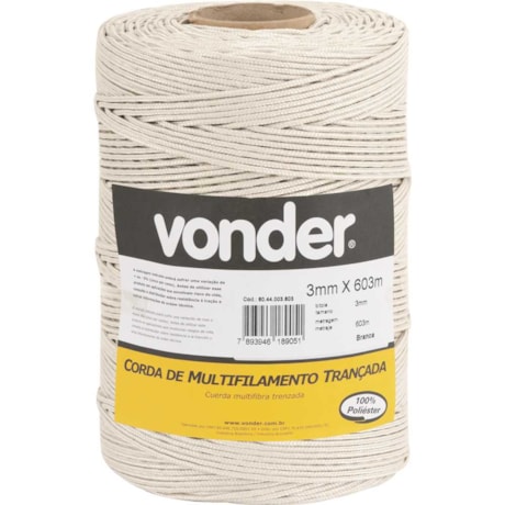 Corda Multifilamento Trançada 3mmX603m Branca 8044003603 VONDER-895032e1-ad75-45c4-b3eb-5bae5088ffc0
