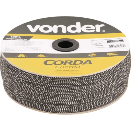 Corda Multifilamento Trançada 3mmX625m Cores Diversas 8053003625 VONDER