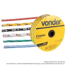 Corda Multifilamento Trançada 4,0mm x 360m Cores Diversas 8053004360 VONDER