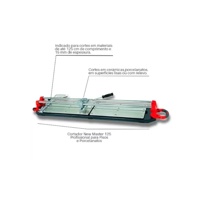 Cortador de Pisos e Azulejos 125cm New Master + Disco Diamantado Turbo Porcelanato 60863 CORTAG-265f10de-746b-4854-87d7-6343c8fd245a