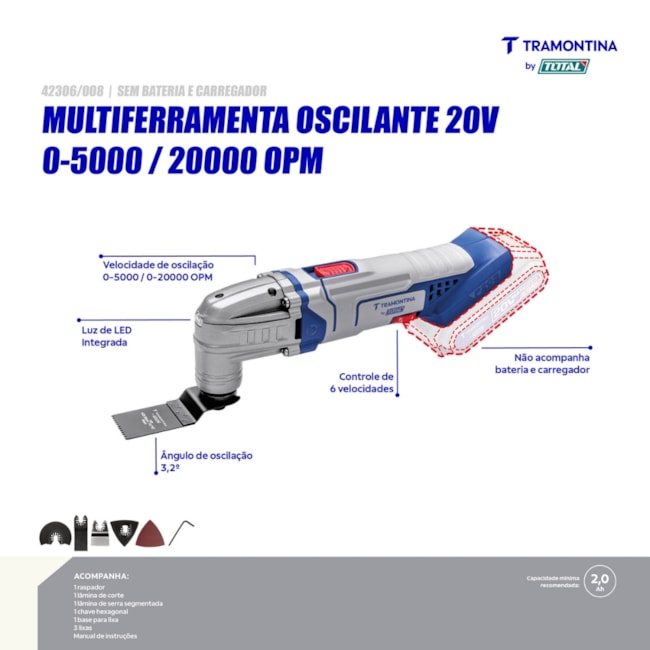 Cortador Multi Função 20V sem Bateria e sem Carregador 42306/008 TRAMONTINA MASTER-63d07840-94dc-4282-acc4-ce2bde2b9622