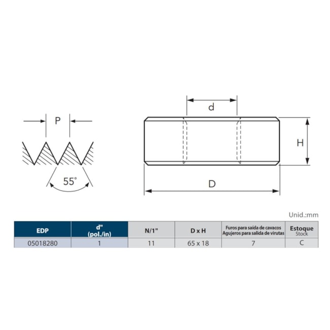 Cossinete HSS sem Peeling BSP G 1