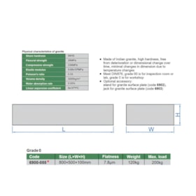Desempeno de Granito 800x500x120mm CL.0 6900-085 INSIZE
