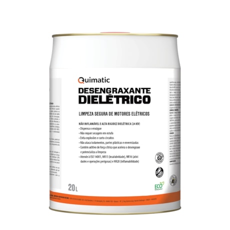 Desengraxante Dielétrico 20 Litros para Limpeza de Componentes Elétricos QUIMATIC DT3