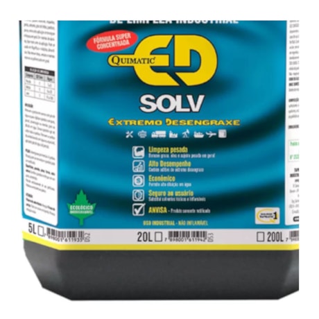 Desengraxante Industrial Biodegradável 5 Litros QUIMATIC ED SOLV TAPMATIC
							
											-60cbfa7c-58e0-4986-97dd-b0434972a60c