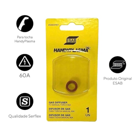 Difusor de Gás 60A para Tocha 35i/45i Handyplasma 740168 ESAB-b5547120-451c-4220-a229-b516bcb5e2b5
