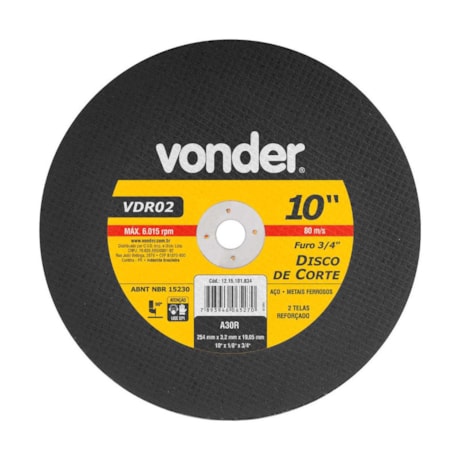 Disco de Corte 10'' 1/8'' 1215101834 VONDER-832e25e8-b637-400b-bb6f-53466f6e08a5