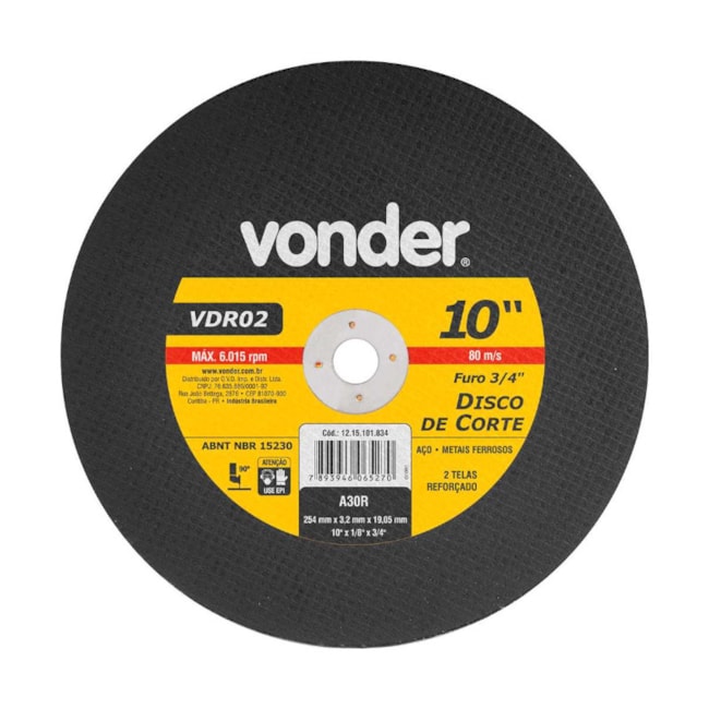 Disco de Corte 10'' 1/8'' VDR-02 1215101834 VONDER-8246a7b1-8c73-45e6-9290-f8b28674010b