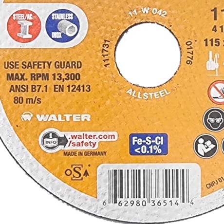 Disco de Corte 115x1,5x22,23 Aço Inox Inoxidável 11W042 ALLSTEEL WALTER ABRASIVOS-49a5eabe-87b4-4a1b-932b-0ad60a2e2996