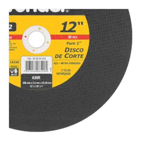 Disco de Corte 12'' 1/8'' VDR-02 1215121810 VONDER-1601a633-0049-402f-a68a-c8d338c46c1b