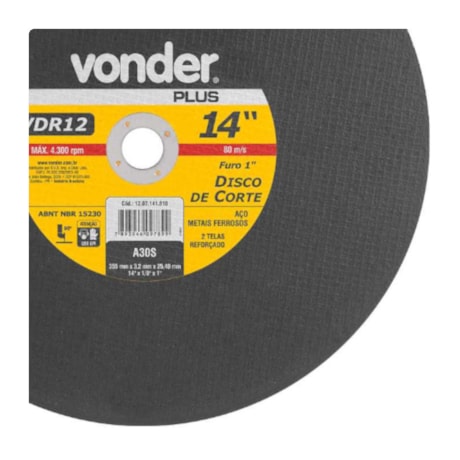 Disco de Corte 14' 1/8'' VDR12 1207141810 VONDER-e95d52a8-e83a-4e7e-a923-f3a201ffb8af