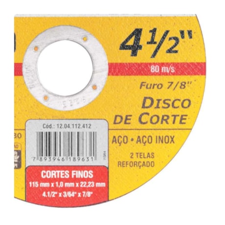 Disco de Corte 4.1/2'' 7/8'' 1.6mm 1204012412 VONDER-84579a06-e3f6-4110-90a8-a9e45d48f48e