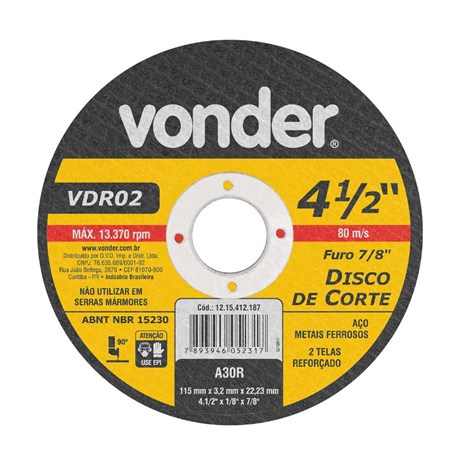 Disco de Corte 4.1/2'' VDR02 1228032412 VONDER