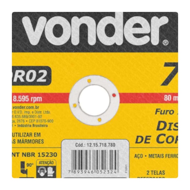 Disco de Corte 7'' 1/8'' VDR02 1215718780 VONDER-7497568a-7df2-4f1d-89a3-a26e81a1dad1