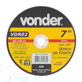 Disco de Corte 7'' 1/8'' VDR12 1207718780 VONDER