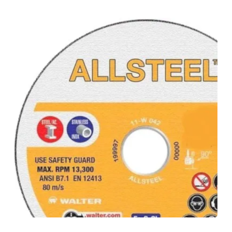 Disco de Corte 7'' x 1/2'' x 7/8'' ALLSTEEL WALTER ABRASIVOS